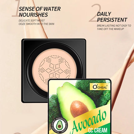 Air Cushion Foundation CC Cream Lightweight Natural Moisturizing Concealer Long Lasting Even Skin Tone Contour Makeup
