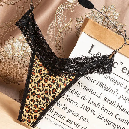 Summer Thin Breathable Women's Low-Waist Seamless Pure Desire Wild Leopard Print Panties