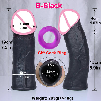 Man Delayed Ejaculation Extend Cock Soft Realistic Enlarger Penis Sleeve Condom Sex Toy Dildo Safety Silicone Change Dick Color