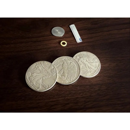Multipurpose Flipper Coin Set (Walking Liberty Half Dollar) By Oliver Magic Coin Set Close Up Magic Tricks Magician Illusions