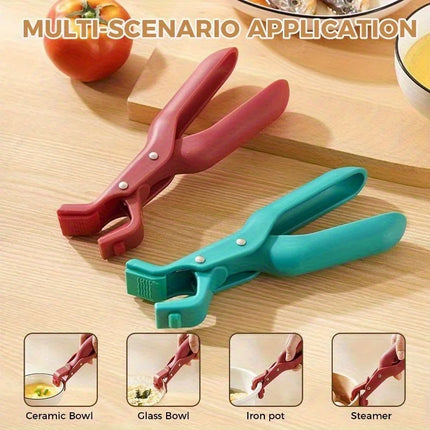 Non-slip Pot Pan Gripper Clip Hot Dish Plate Bowl Clip Retriever Tongs Silicone Handle Kitchen Tool Air Fryer Camping Tool