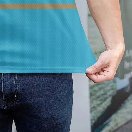 Men's Short Sleeved Polo Shirt Casual 3D Printed Summer Golf Shirt, Geometric Color Stripe Design Men's Novel Clothing