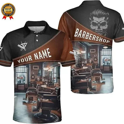 2025 Barber Short Sleeve Polo Shirts For Men Clothing Hairdresser Cosplay POLO Shirt Custom Name Uniform Jersey Male Y2k Tops