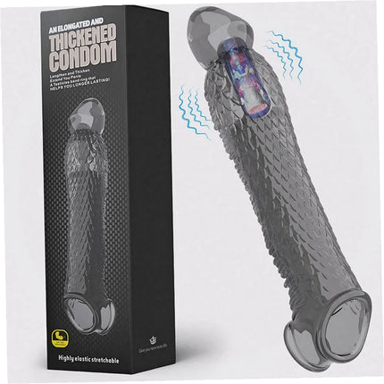Premium Silicone Penis Sleeve Extender Vibrating Cock Ring High Elasticity Reusable Delay Ejaculation Sex Toys For Men Adult