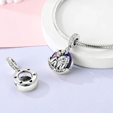 100% 925 Sterling Silver Blue Round Crystal Life Tree Angel Star Moon Pendants Charms Fit 925 Original Bracelets DIY Jewelry