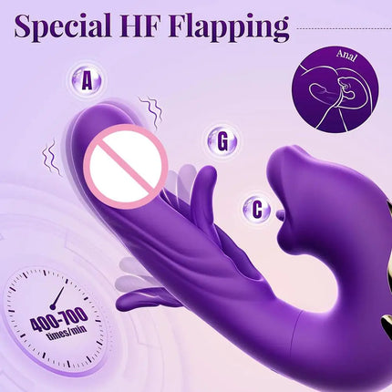 Clitoral Vibrator Licking Sucking Telescopic Rotating Vibrators Silicone Dildo G-Spot Tongue Licking Flapping Sex Toys for Woman