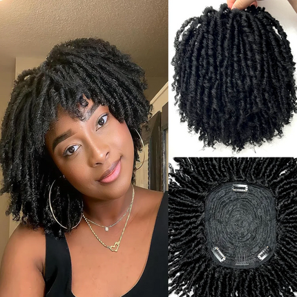 Short Dreadlock Braided Half Wig Black/Brown/Blonde/Gray Synthetic Soft Faux Locs Wigs Braiding Wigs for Black Women/Men
