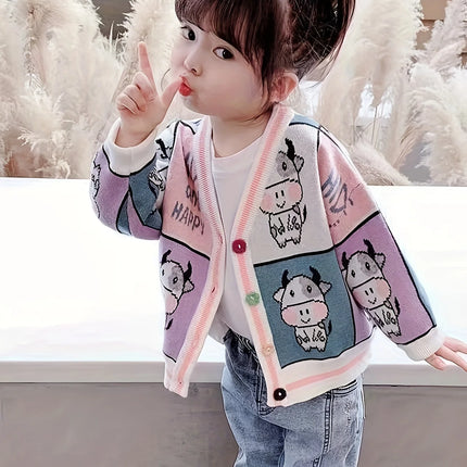 Girls' Cardigan Sweater New Spring and Autumn Style Children's Stylish Jacket Korean Version 1-3 Year Old Baby Girl Knitwear Autumn Outfit