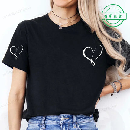 Women Love Heart Design T-Shirts Fashion Casual Short Sleeve T-shirt Heart Personalised Graphic Tshirts RED Women T Shirts Ts01
