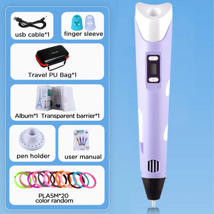 3D Pen Drawing Printing Pen With LCD Screen Compatible PLA Filament Toys Safe Paiting for Children DIY Toy Gift