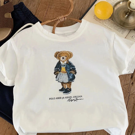 Children's T-Shirt Summer New Arrival Boys and Girls Cartoon Bear Short Sleeve T-Shirt Baby Korean Style Print T-Shirt