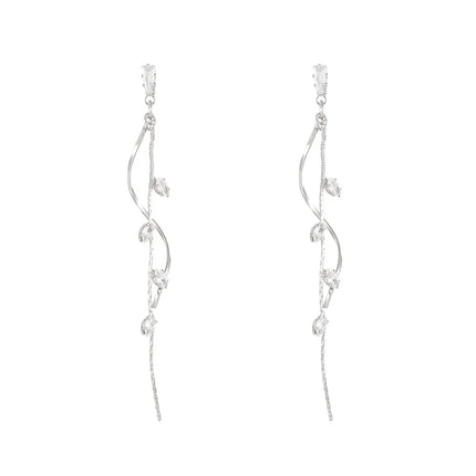 Korean Fashion Luxury Long Tassel Earrings For Women Ins Rotating Twisted Zircon Dangle Earings Gold Color Jewelry Gift KDE208