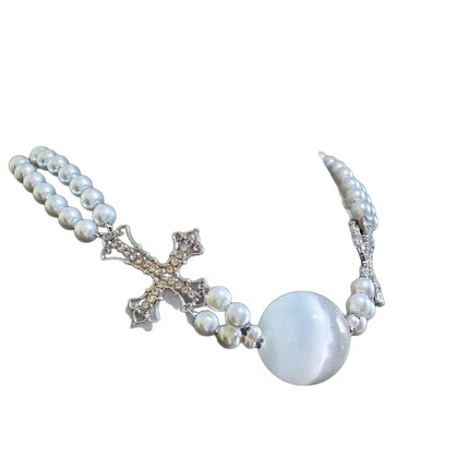 New BDSM Pearl Mouth Gag Exquisite Cat Eye Cross Choker Ball Gag For Women  Open-Mouth Bite Gag Adult SM Games Sex  Toys 18+