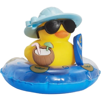 1pc Car Dashboard Ornaments Summer Yellow Duck Coconut Skateboard Hat Rubber Squeeze Duck Cute Car Decoration