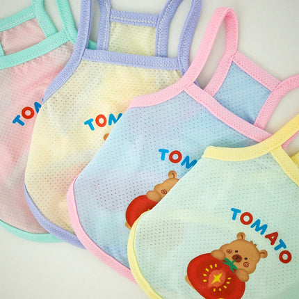 Pet Summer Breathable Ice Silk Strap Cat and Dog Cooling Clothes Cute Bear Printed Dog Clothes