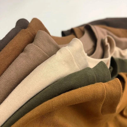 1-7Y Kids Cotton Shirt Solid Caramel Coffee Color Children's 2025 Autumn New Boys Girls Cotton Stylish Long Sleeved T-shirt