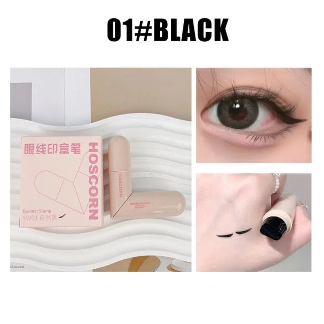 Lazy Integrated Eyeliner Stamp Dual-Head Rotatable Precise Outline Seal Long-Lasting Waterproof Quick-Drying Liquid Eyeliner Pen
