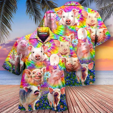 2024 New Animal Crane Pig 3D Printed Men's Hawaiian Shirt Casual Trend Tops Beach Summer Vacation Men And Women 6XL