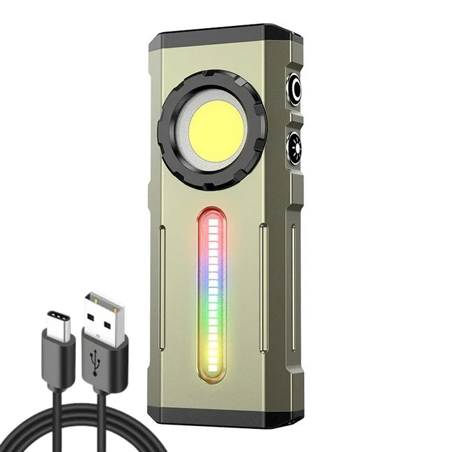 Multifunctional Magnetic COB Work Light Type-C Charging RGB Side Lights Portable Mini Flashlight Hat Clip Lamp Outdoor Camping