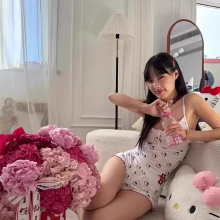 kawaii Hello Kitty pajama set anime camisole vest girl shorts sweet student casual wear Y2K cartoon home outfit for outdoor wear