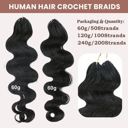 Crochet Human Hair 60g/pack Body Wave Human Hair Pre-Separated Crochet Braid Hair Extensions Human Hair Miracle Knots