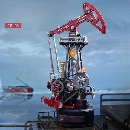 Oil Pumping Machine Model Assembly Kit 127PCS DIY Oil Rig Model with Lights Desktop Ornament Movable Model Assembly Kit Toy