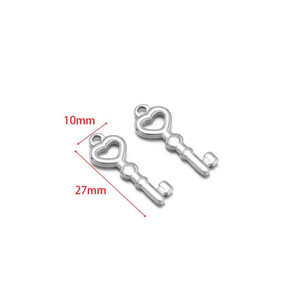 5pcs Gold Plated Stainless Steel Heart Lock Pendants Key Series Love Charms DIY Jewelry Making Necklace Bracelet Fittings Bulk