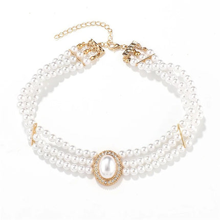 AINAMEISI 3pcs Fashion Bridal White Multi-Layer Imitation Pearl Necklace Set Dress Wedding Accessories