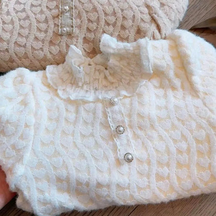 2025 Baby Girls Sweet Lace Soft Velvet Tops Sweaters Elegant Girl Kids Autumn Winter Clothing Children Comfortable Clothes