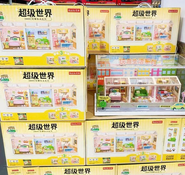 New arrival DWZ05 Fun Life Series Toys  Assembled Plastic Building Block DIY Miniature House