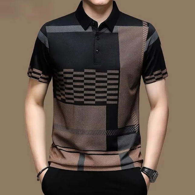 3D Print Geometric Splicing Polo Shirt For Men Colorful Pattern T-Shirts Summer Street Casual Short Sleeve Loose Tops Lapel Tees