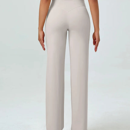 High Waisted Straight Leg Yoga Pants for Women, Naked Feeling Butt Lifting Loose Fit Workout Trousers, Slimming Gym Pants
