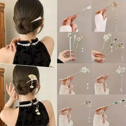 New Chinese Style Hair Stick for Women Flower Tassel Hairpin Women Ancient Style Hair Stick Ornament Hair Insert Accessories