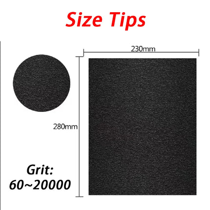 Silicon Carbide Sandpaper 60-20000Grit Waterproof Wet/Dry 230x280mm for Wood Metal Stone Surface High Performance Abrasive Sheet