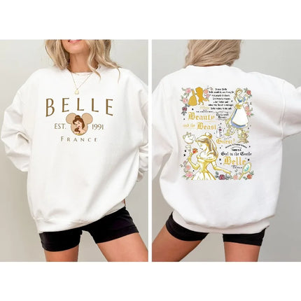 Disney Princess Belle Women's Hoodie Autumn/Winter New Men's and Women's Casual Fashion Harajuku Street Hoodie