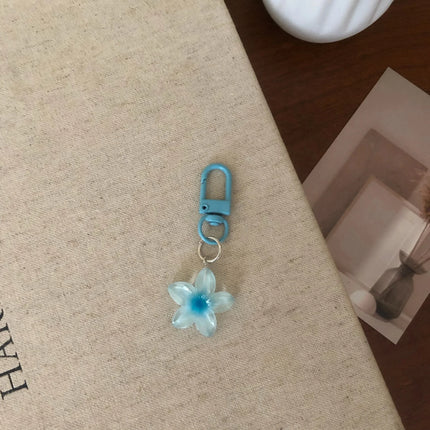 Little Flower Colorful Keychain Sweet Resin Gradient Key Chain Transparent Color Diy Cute Bag Keychains Pendant Girls Jewelry
