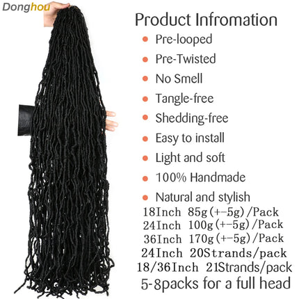 Long Goddess Faux Locks Crochet Braids Brown Blue 1B 30 350 Soft Locs Braiding Hair Synthetic Faux Locs Crochet Hair Extensions