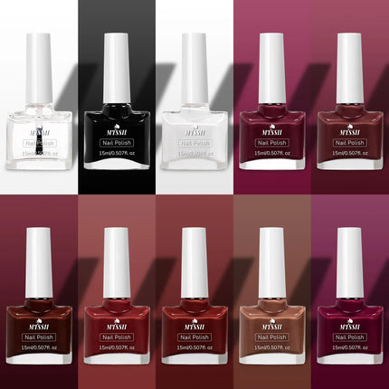 10pcs/set 15ml Water-Based Nail Polish Long Lasting Quick Drying No Need of Lamp to Cure Nail Supplies Vernis for Nails Manicure