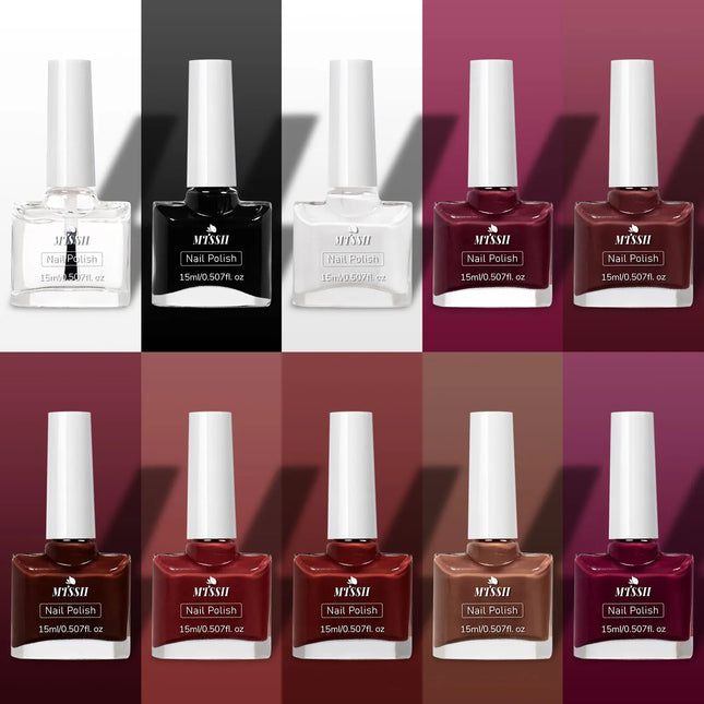 10pcs/set 15ml Water-Based Nail Polish Long Lasting Quick Drying No Need of Lamp to Cure Nail Supplies Vernis for Nails Manicure
