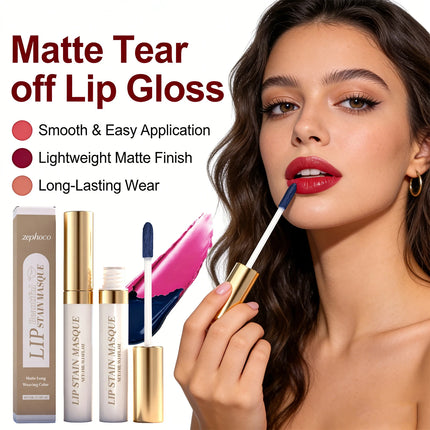 Matte Tear off Lip Gloss Peel off Lip Stain Reveal Long Lasting Waterproof Hydrating Tinted Natural Lip Gloss Makeup 3 Colors