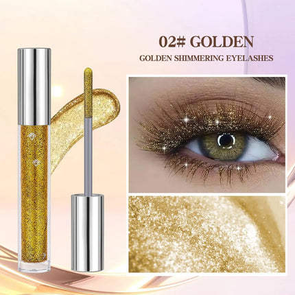 Gold Silver Glitter Mascara 3D Volume Eyelashes Curling Shimmer Mascara Diamond Shine Waterproof Volume Curl Mascara Eye Makeup