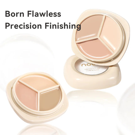 Three-color concealer palette, waterproof and long-lasting contouring effect, lightweight texture, can cover dark circles