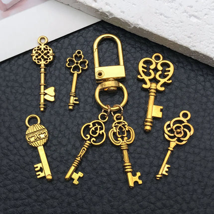 20/100pcs Mini Key Series (Includes Antique Gold/Bronze/KC Gold/Bright Silver Finishes) - Ideal for Handmade Jewelry Crafting"