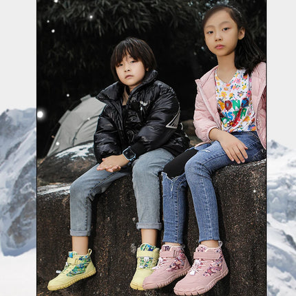 Waterproof Kids Barefoot Snow Boots 2025 New Wide Toe Winter Warm Fur Lined Shoes for Boys Girls Cold Weather Outdoor Sneakers