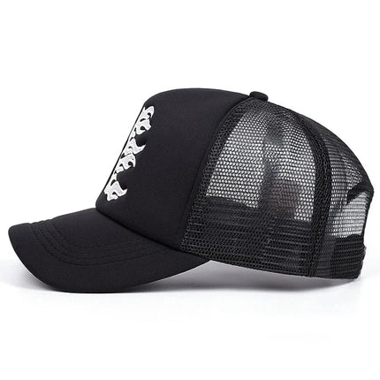 Summer Embroidered Side Face Pentagram Men's and Women's Baseball Hats Outdoor Breathable Sunshade Mesh Hats Truck Driver Hats