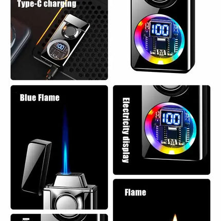 2025 Voice Controlled Ignition Gas Lighter 4 Ignition Methods Battery Display Open Fire Switching Jet Fire USB Electric Lighters