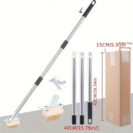 Manual Crevice Weeding Tool, Moss Weed Remover Puller Tool Grout Brush with Adjustable Stainless Steel Long Handle