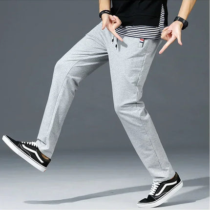 Spring Pants Men Fitness Sportswear Tracksuit Elastic Waist Sweatpants Cotton Trousers Loose Gyms Jogger Track Pants Mens M- 8XL