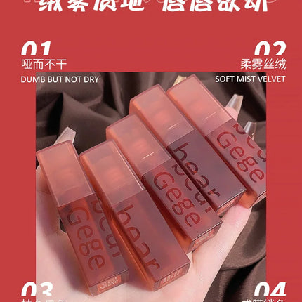 Gege Bear Velvet Lip Glaze Soft Mist Matte Long-Lasting Non-Fading Lipstick for Autumn And Winter