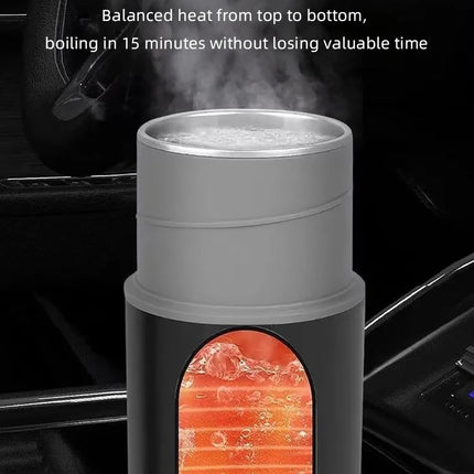 Electric kettle 12V 24V portable car heating cup 500 ml travel heating smart stainless steel insulation artifact OLED display